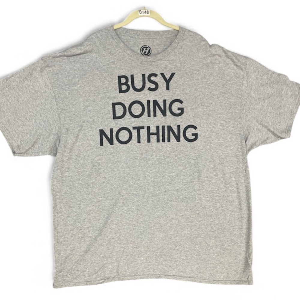 H Busy Doing Nothing Graphic T-Shirt Heather Gray Short Sleeve Crewneck Tee